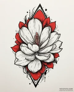 Magnolia, tattoo sketch design, new school ta... - эскиз тату (№1752845177_0, 18.07.2025 13:26) — Tatufoto.com
