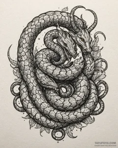 Tattoo sketch: a coiled serpent, a symbol of... - эскиз тату (№1752845594_0, 18.07.2025 13:33) — Tatufoto.com