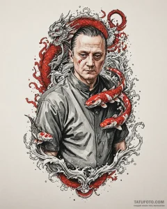 A trash polka portrait of hannibal lecter fro... - эскиз тату (№1752845762_0, 18.07.2025 13:36) — Tatufoto.com