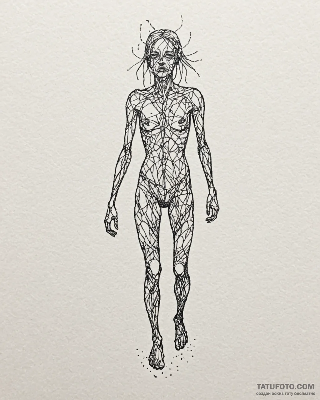 A minimalist tattoo of the "it follows" creat... - эскиз тату (№1752846268_0, 18.07.2025 13:44) — Tatufoto.com