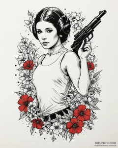 A beautiful linework tattoo design of princes... - эскиз тату (№1752846352_0, 18.07.2025 13:45) — Tatufoto.com