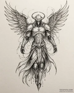 A sketch of tyrael, the archangel of justice... - эскиз тату (№1752847268_0, 18.07.2025 14:01) — Tatufoto.com