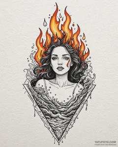 Tattoo design: a depiction of the ritual burn... - эскиз тату (№1752847851_0, 18.07.2025 14:10) — Tatufoto.com