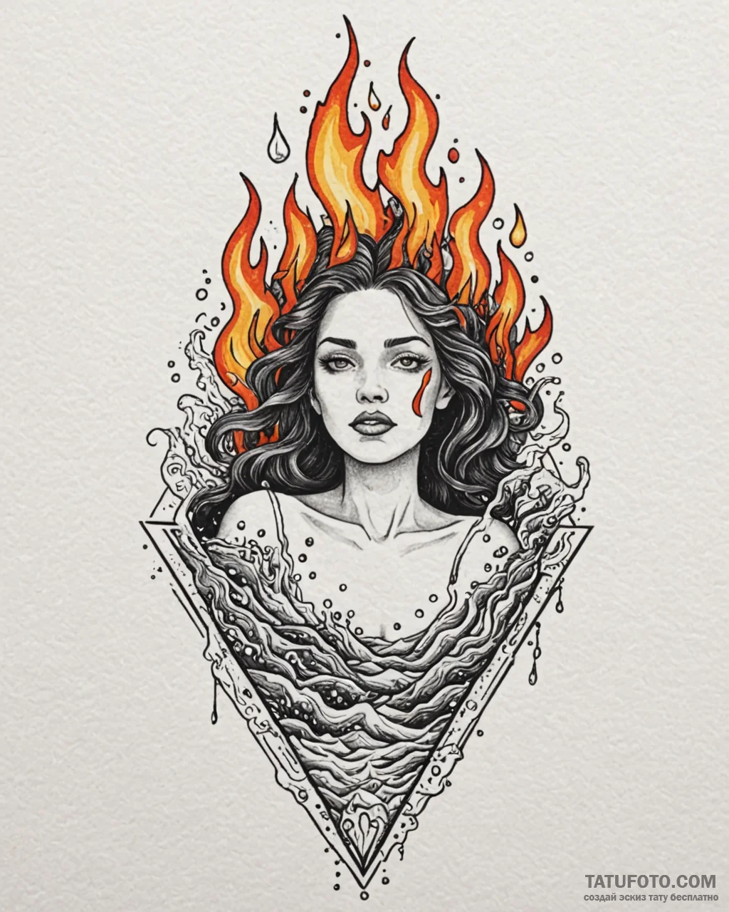 Tattoo design: a depiction of the ritual burn... - эскиз тату (№1752847851_0, 18.07.2025 14:10) — Tatufoto.com