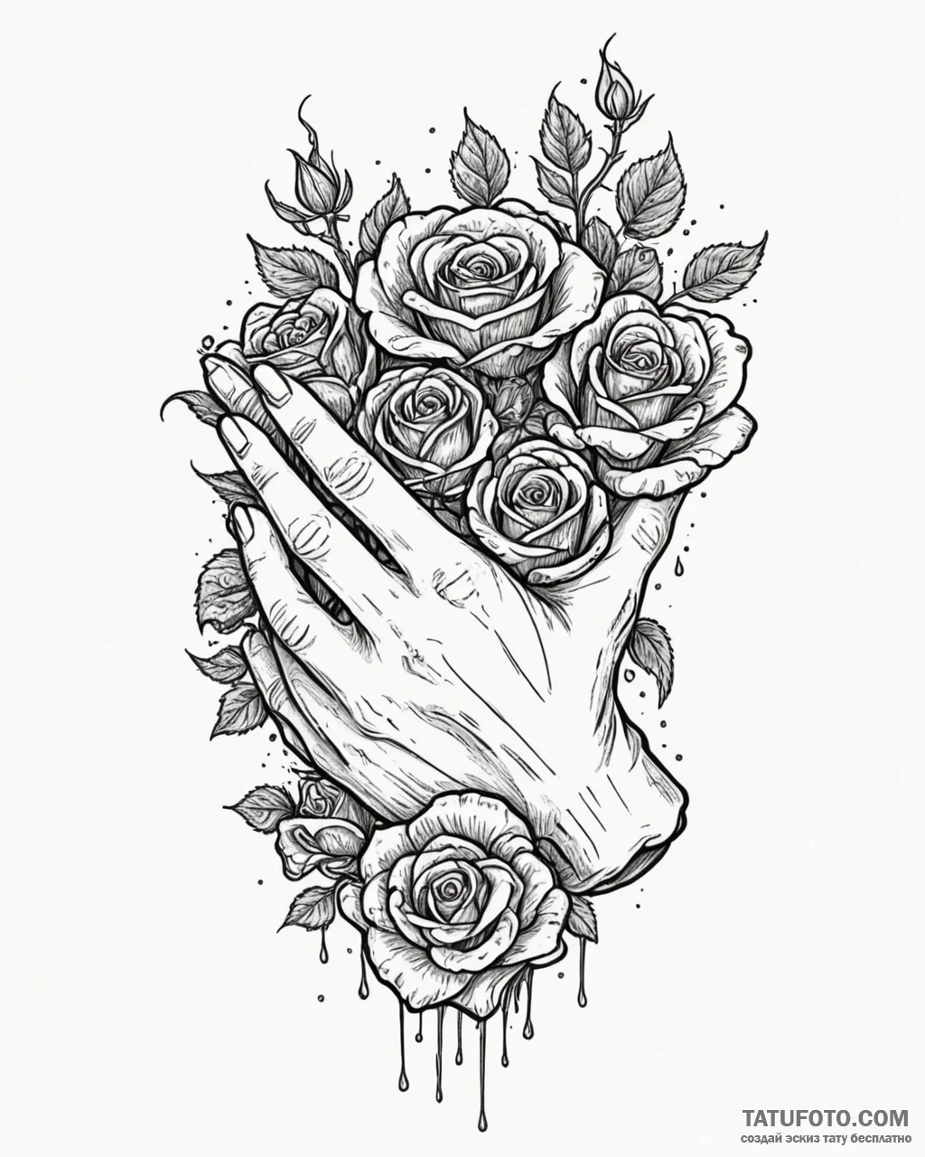 A child's hand holding a fistful of earthworm... - эскиз тату (№1752847935_0, 18.07.2025 14:12) — Tatufoto.com