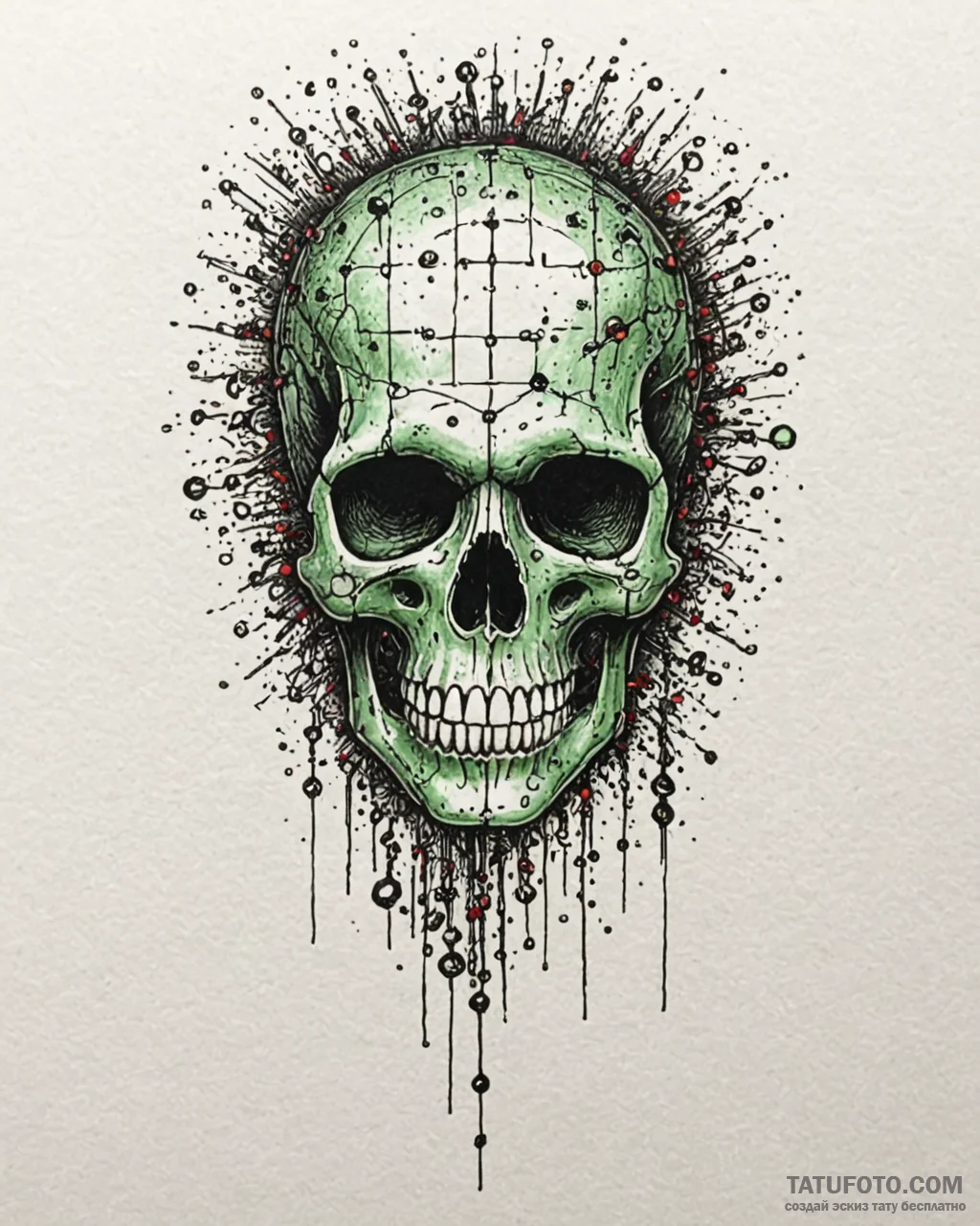 A tattoo design of the green cascading matrix... - эскиз тату (№1752848019_0, 18.07.2025 14:13) — Tatufoto.com
