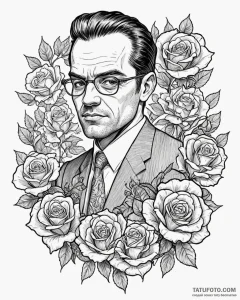 A graphic novel style portrait of agent smith... - эскиз тату (№1752848104_0, 18.07.2025 14:15) — Tatufoto.com