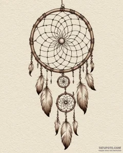 Dreamcatcher, artistic tattoo sketch, sepia t... - эскиз тату (№1752848273_0, 18.07.2025 14:17) — Tatufoto.com