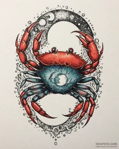 Tattoo design a cancer crab, with the moon's... - эскиз тату (№1752848612_0, 18.07.2025 14:23) — Tatufoto.com