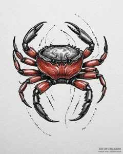 Tattoo design a cancer crab, drawn with loose... - эскиз тату (№1752848698_0, 18.07.2025 14:24) — Tatufoto.com