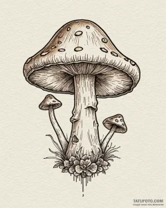 Tattoo sketch a power-up mushroom with a psyc... - эскиз тату (№1752849036_0, 18.07.2025 14:30) — Tatufoto.com