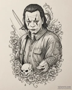 A graphic novel style portrait of michael mye... - эскиз тату (№1752849291_0, 18.07.2025 14:34) — Tatufoto.com