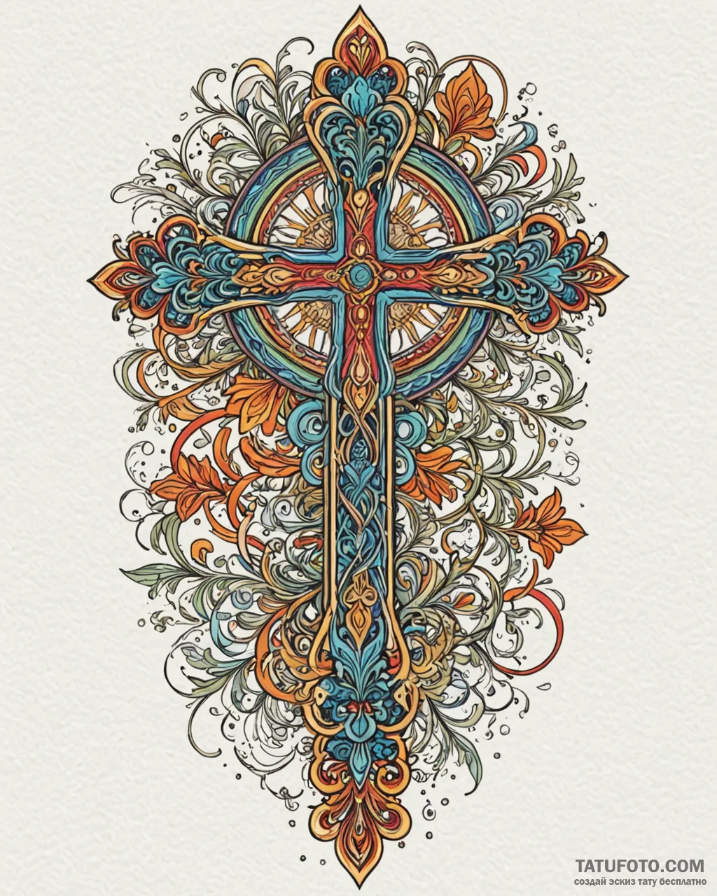 Orthodox cross, ink illustration for tattoo,... - эскиз тату (№1752850139_0, 18.07.2025 14:48) — Tatufoto.com