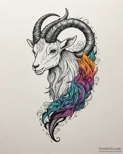 Tattoo design a capricorn goat-fish, half rea... - эскиз тату (№1752850224_0, 18.07.2025 14:50) — Tatufoto.com