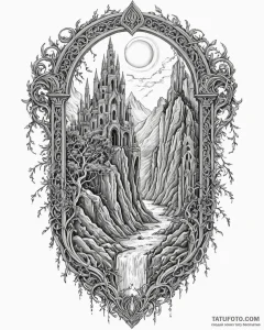 Neo-traditional tattoo of the argonath, the p... - эскиз тату (№1752850818_0, 18.07.2025 15:00) — Tatufoto.com