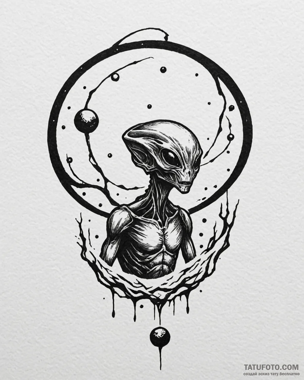 Tattoo design an alien creature's silhouette... - эскиз тату (№1752850902_0, 18.07.2025 15:01) — Tatufoto.com