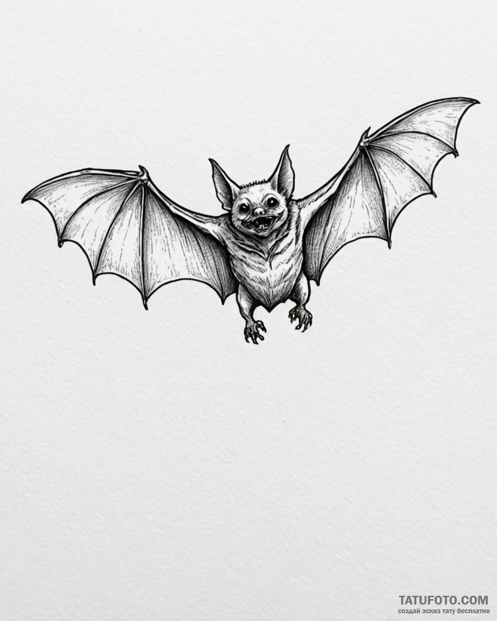 A linework tattoo of a vampire bat in flight,... - эскиз тату (№1752851071_0, 18.07.2025 15:04) — Tatufoto.com