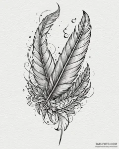 Tattoo design a floating feather with subtle... - эскиз тату (№1752851156_0, 18.07.2025 15:05) — Tatufoto.com