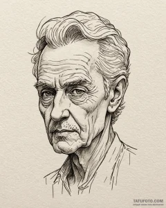 Elder, artistic tattoo sketch, on a clean whi... - эскиз тату (№1752851249_0, 18.07.2025 15:07) — Tatufoto.com