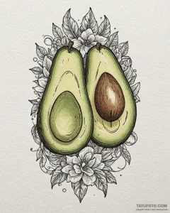 Tattoo sketch 'avocado' on one, 'toast' on th... - эскиз тату (№1752851850_0, 18.07.2025 15:17) — Tatufoto.com