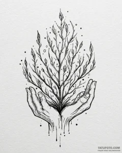 Tattoo sketch: a scene of mokosh sowing seeds... - эскиз тату (№1752852020_0, 18.07.2025 15:20) — Tatufoto.com