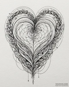 Tattoo design a geometric heart with a single... - эскиз тату (№1752852187_0, 18.07.2025 15:23) — Tatufoto.com