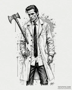 A trash polka portrait of patrick bateman fro... - эскиз тату (№1752852436_0, 18.07.2025 15:27) — Tatufoto.com
