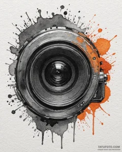 A close-up of a vintage camera lens., concept... - эскиз тату (№1752852602_0, 18.07.2025 15:30) — Tatufoto.com