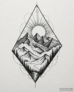 Tattoo sketch a geometric mountain range with... - эскиз тату (№1752853099_0, 18.07.2025 15:38) — Tatufoto.com