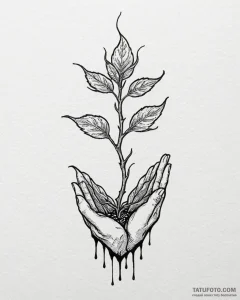 Tattoo sketch a small sprout emerging from cr... - эскиз тату (№1752853264_0, 18.07.2025 15:41) — Tatufoto.com