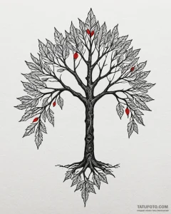 Tattoo sketch a tree with leaves for each sea... - эскиз тату (№1752853778_0, 18.07.2025 15:49) — Tatufoto.com