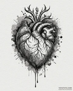 Tattoo design a blackwork heart with a unique... - эскиз тату (№1752854800_0, 18.07.2025 16:06) — Tatufoto.com
