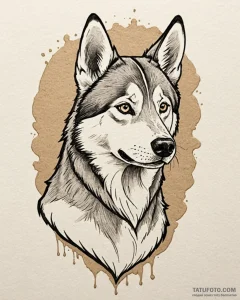 Husky, tattoo flash sheet design, on a clean... - эскиз тату (№1752855056_0, 18.07.2025 16:10) — Tatufoto.com