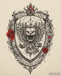 A linework tattoo of the forger family crest,... - эскиз тату (№1752856075_0, 18.07.2025 16:27) — Tatufoto.com