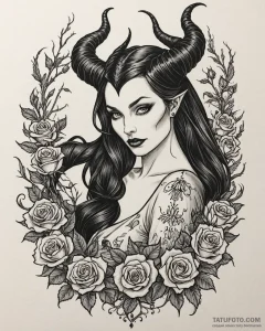 A neo-traditional portrait of maleficent from... - эскиз тату (№1752856329_0, 18.07.2025 16:32) — Tatufoto.com