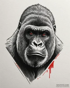 A silverback gorilla looking thoughtfully int... - эскиз тату (№1752857772_0, 18.07.2025 16:56) — Tatufoto.com