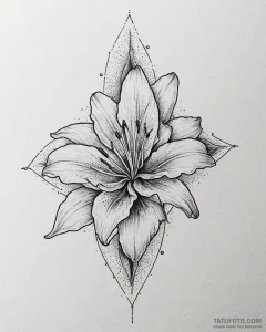 Tattoo sketch a single, elegant lily, with fi... - эскиз тату (№1752858634_0, 18.07.2025 17:10) — Tatufoto.com