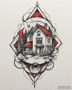 Tattoo design a small, stylized "home" icon m... - эскиз тату (№1752858891_0, 18.07.2025 17:14) — Tatufoto.com