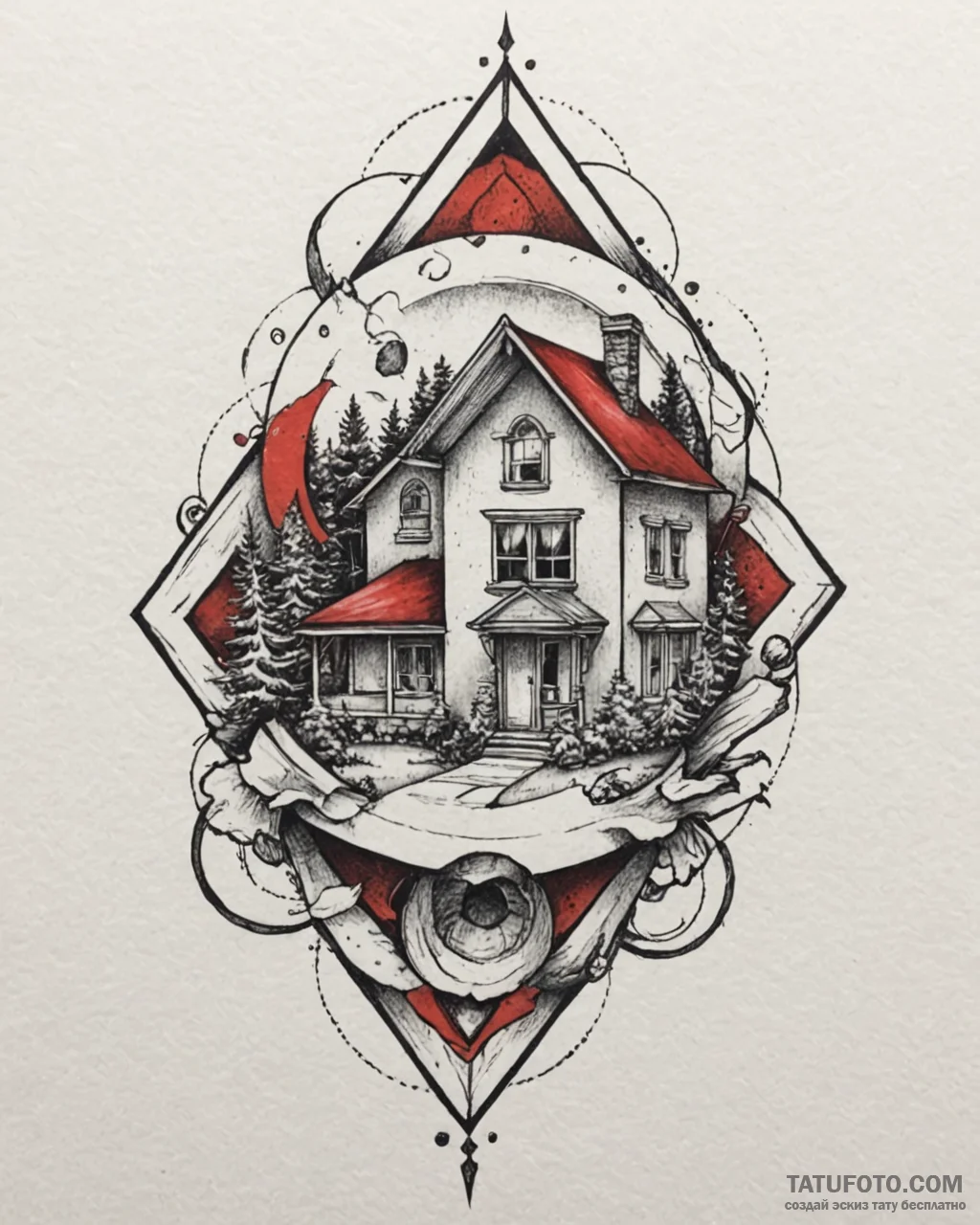 Tattoo design a small, stylized "home" icon m... - эскиз тату (№1752858891_0, 18.07.2025 17:14) — Tatufoto.com