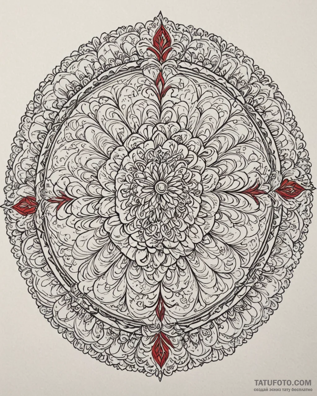 Tattoo design: a circular or mandalic arrange... - эскиз тату (№1752859320_0, 18.07.2025 17:22) — Tatufoto.com