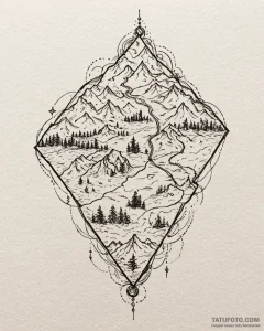 Tattoo design a simple map line tracing a sha... - эскиз тату (№1752860523_0, 18.07.2025 17:42) — Tatufoto.com