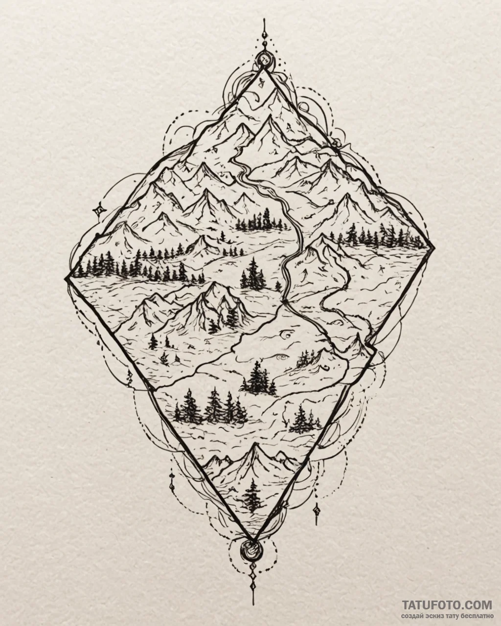 Tattoo design a simple map line tracing a sha... - эскиз тату (№1752860523_0, 18.07.2025 17:42) — Tatufoto.com