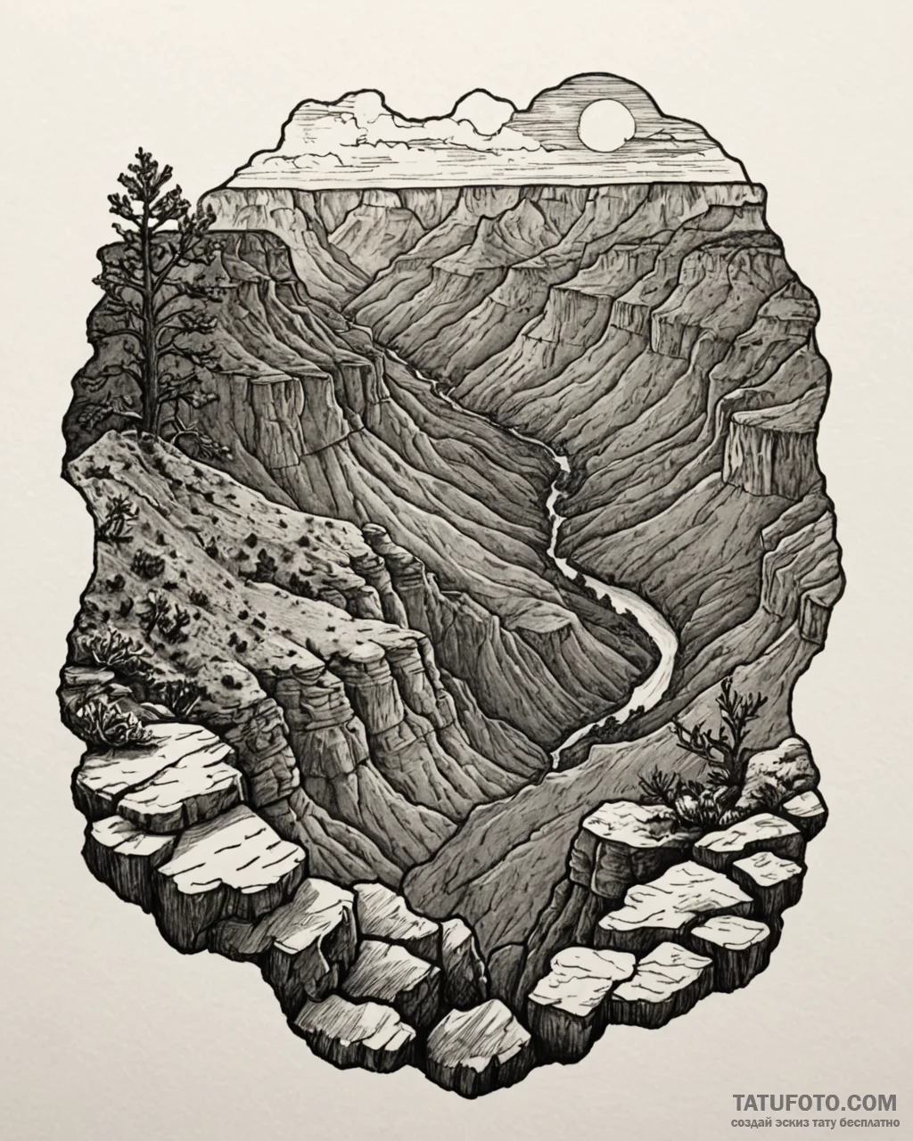 The dramatic, layered rock formations of the... - эскиз тату (№1752861891_0, 18.07.2025 18:04) — Tatufoto.com