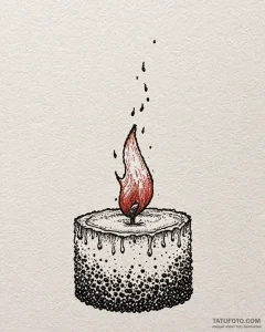A close-up of a burning candle wick, the flam... - эскиз тату (№1752861975_0, 18.07.2025 18:06) — Tatufoto.com
