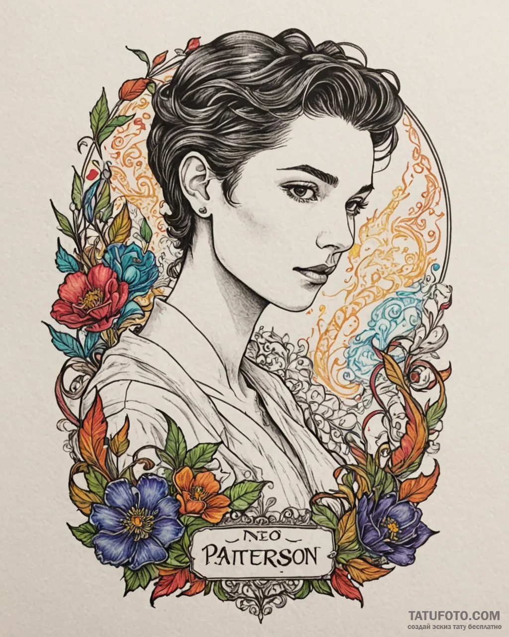 A neo-traditional portrait of the main charac... - эскиз тату (№1752862060_0, 18.07.2025 18:07) — Tatufoto.com