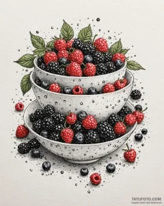 A hyperrealistic still life of a bowl of fres... - эскиз тату (№1752862146_0, 18.07.2025 18:09) — Tatufoto.com