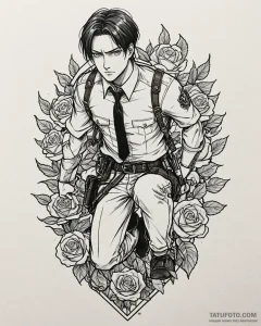 A sketch of captain levi from attack on titan... - эскиз тату (№1752862402_0, 18.07.2025 18:13) — Tatufoto.com