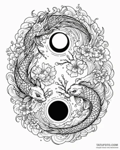 Yin-yang, tattoo flash sheet design, irezumi... - эскиз тату (№1752862914_0, 18.07.2025 18:21) — Tatufoto.com