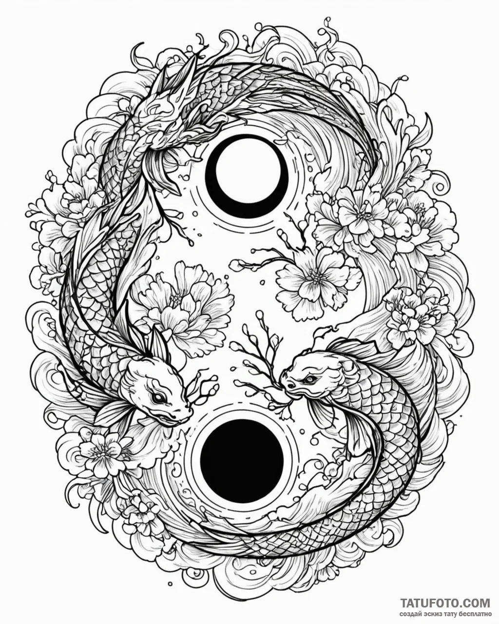 Yin-yang, tattoo flash sheet design, irezumi... - эскиз тату (№1752862914_0, 18.07.2025 18:21) — Tatufoto.com