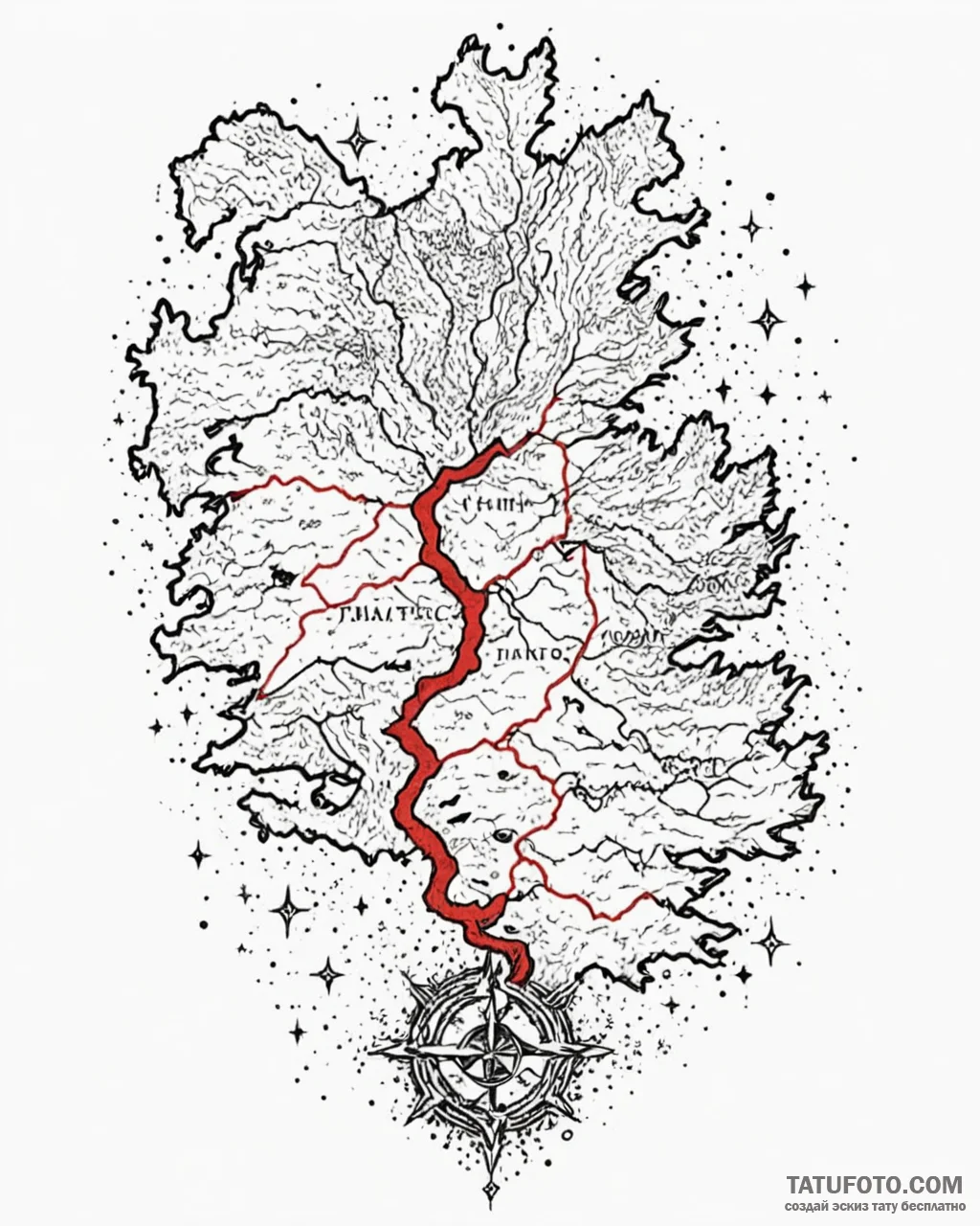 A linework tattoo of the map of westeros., co... - эскиз тату (№1752863511_0, 18.07.2025 18:31) — Tatufoto.com
